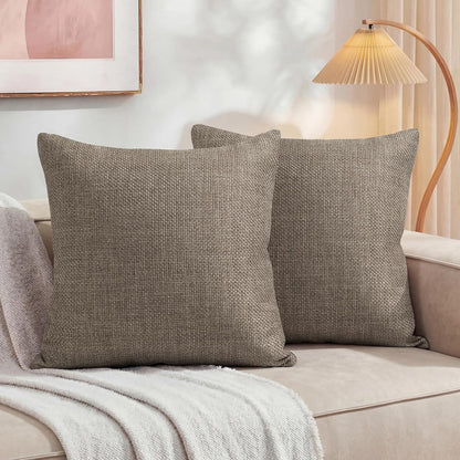 YDKGL Pack of 2 Pillow Covers 18x18, Beige Cream, Couch Decorative Boho Farmhouse Neutral Throw Pillow Case Covers with Zipper, for Living Room Bedroom Soft Pillowcase