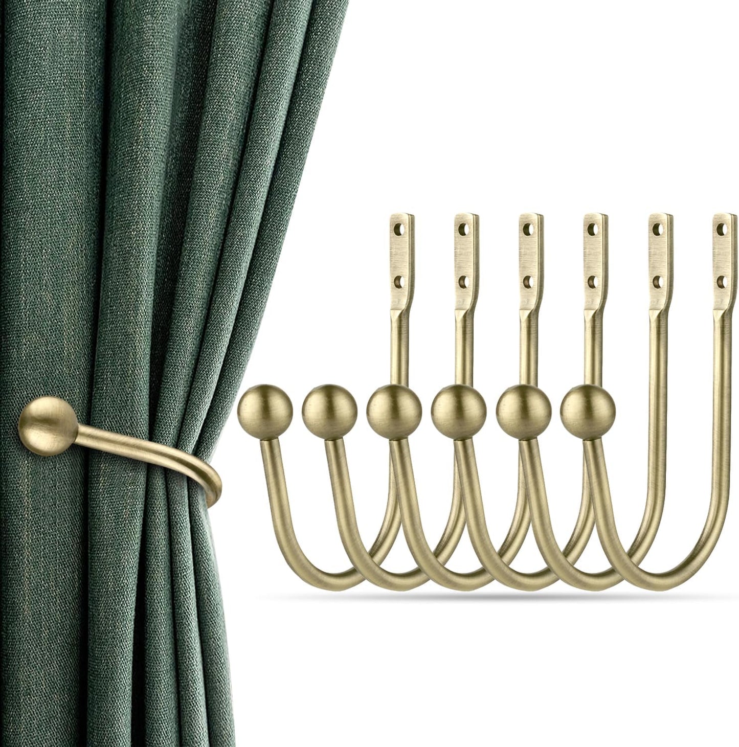 Curtain Holdbacks, 4pcs Curtains Holder Wall Mounted Drapery Tiebacks Retro Window Hook for Home Decor, Matte Black