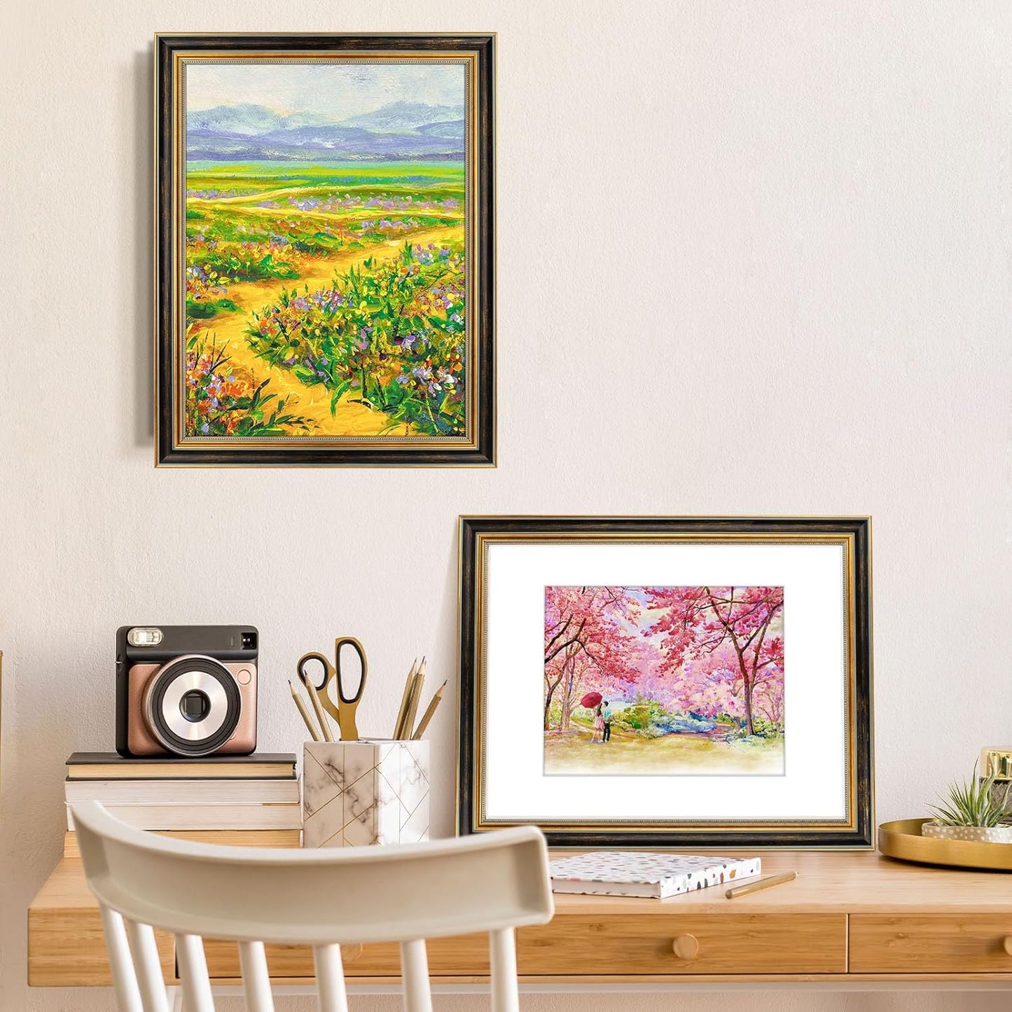 Golden State Art,11x14 Ornate Picture Frame for 8x10 Photo with Mat or 11 x 14 Prints without Mat,Real Glass Wall Display(Color:Green Gold)
