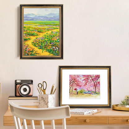 Golden State Art,11x14 Ornate Picture Frame for 8x10 Photo with Mat or 11 x 14 Prints without Mat,Real Glass Wall Display(Color:Green Gold)