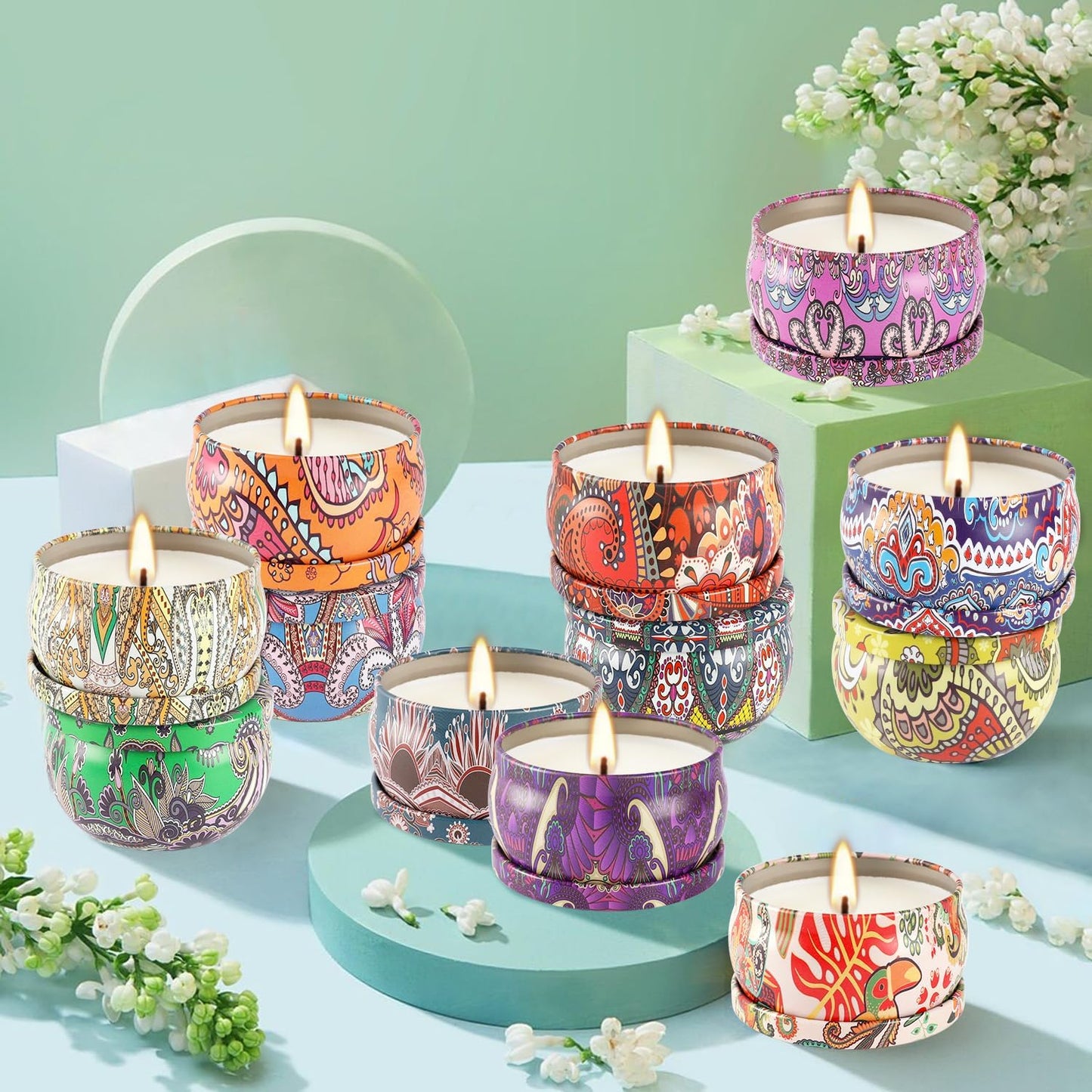 Howemon 24 Pack Scented Candles Set for Home, Relaxing Stress Relief, Aromatherapy - Natural Soy Wax and Fragrance - Gifts for Women, Mom, Best Friend, Wife, Birthday