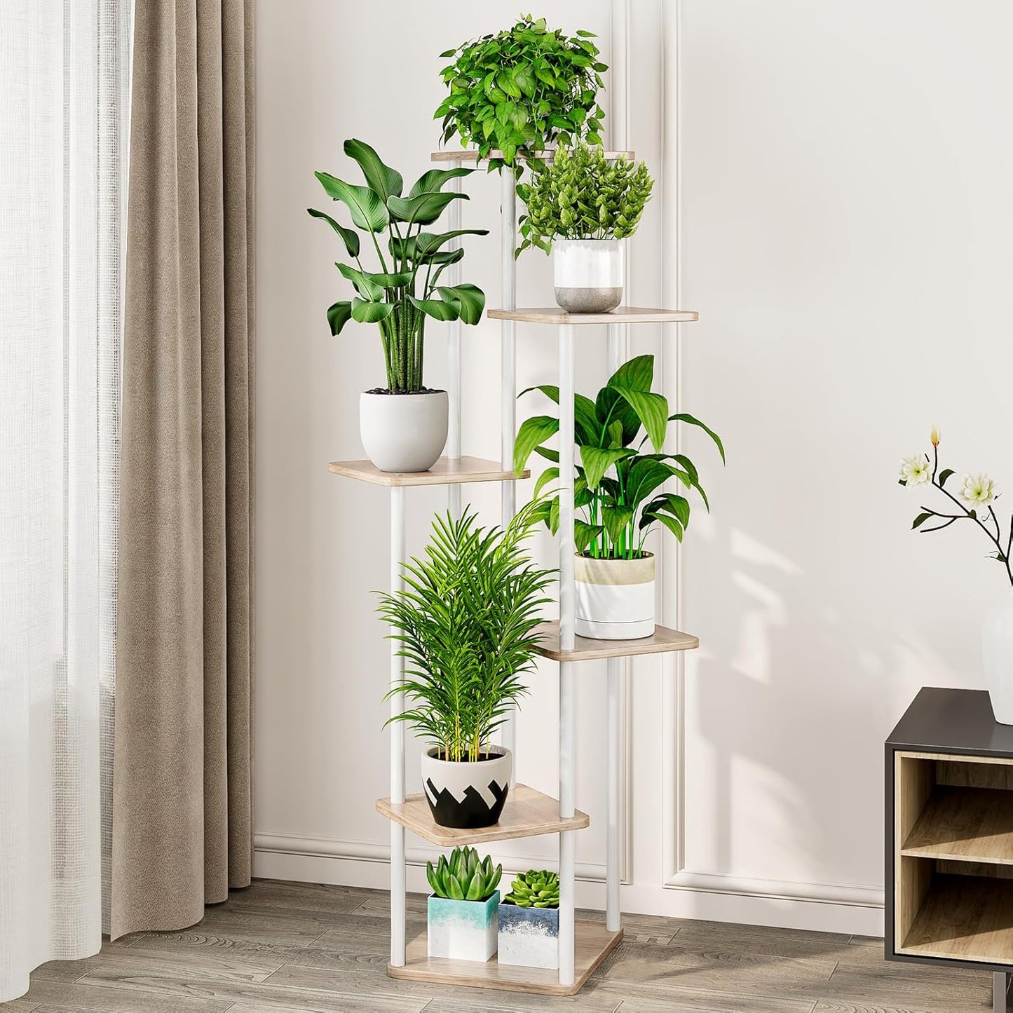 AZERPIAN Plant Stand 5 Tier Indoor Metal Flower Shelf for Multiple Plants Corner Tall Flower Holders for Patio Garden Living Room Balcony Bedroom, Black (5 Tier-Black)
