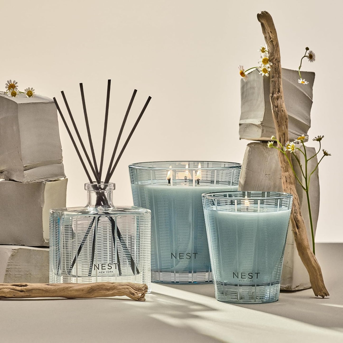 NEST New York Reed Diffuser, Himalayan Salt & Rosewater - The Wellness Collection - 5.9 fl oz - Fragrance for Up to 90 Days - Reusable, Refillable Glass Holder - Includes 8 All-Natural Reed Sticks