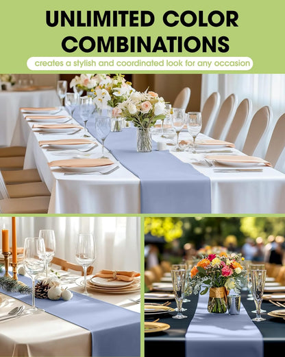 Pureegg Gold Plastic Table Runners - 10 Pack, 14'' x 108'', Water Resistant & Disposable Centerpiece Decorations for Table Cloth, Wedding, Birthday, Holiday, Baby Shower, Party, Home Decor