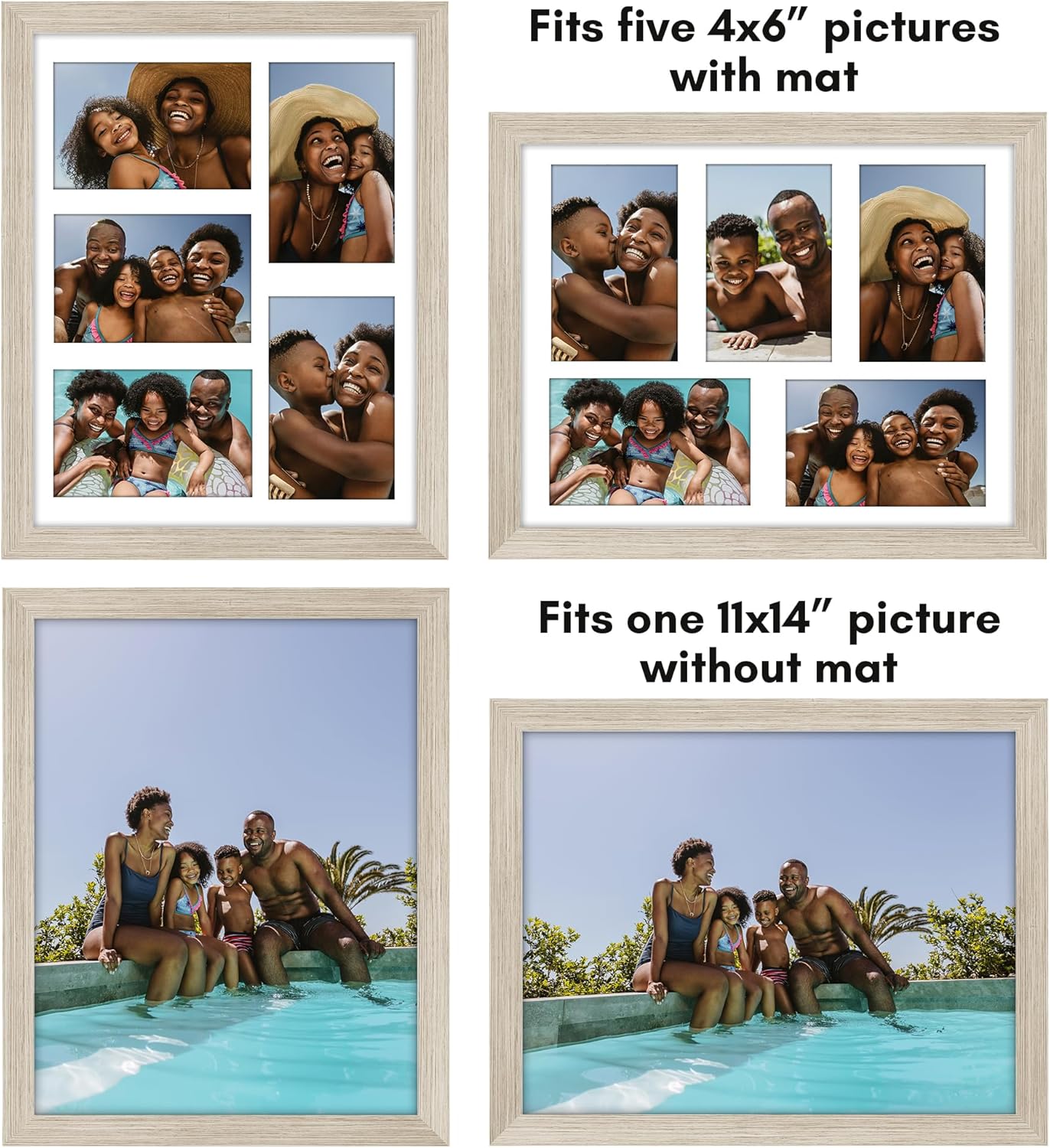 Americanflat 4x6 Collage Picture Frame with Shatter-Resistant Glass - Fits Five 4x6 Photos or Use as One 11x14 Picture Frame - Signature Collection - Collage Frames for Wall Display - Black
