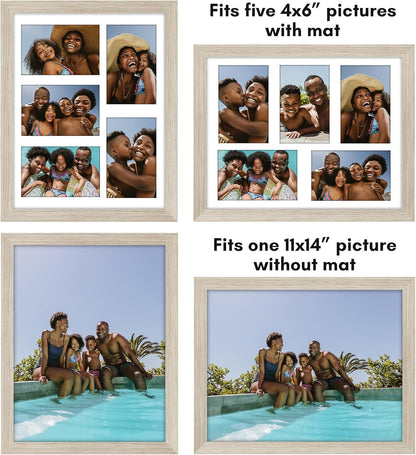 Americanflat 4x6 Collage Picture Frame with Shatter-Resistant Glass - Fits Five 4x6 Photos or Use as One 11x14 Picture Frame - Signature Collection - Collage Frames for Wall Display - Black