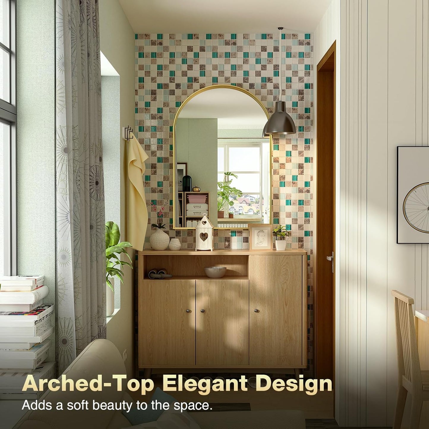 Brightify Arched Mirror, Arched Wall Mirror, 24 x 32 Inch Silver Arch Mirror, Metal Frame Silver Bathroom Mirror, Arched Top Bathroom Vanity Mirror for Living Room Bedroom Mantel Entryway Hallways