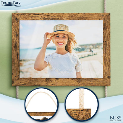 Icona Bay - 4x6 Wall Hanging Picture Frames Collage with 8 Openings - Distressed White, 2 Pack - Casual Style Engineered Wood Frames - Wall Mount Only - Bliss Collection