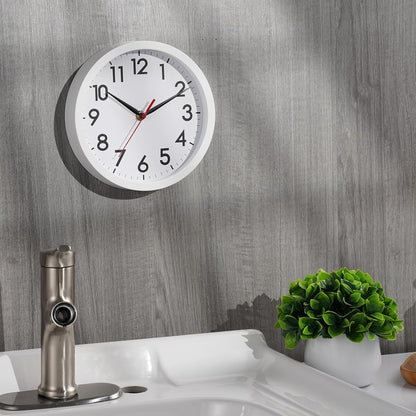 AKCISOT Wall Clock, Modern Small Wall Clocks Battery Operated 8 Inch, Silent Non-Ticking Analog Classic for Office, Home, Bathroom, Kitchen, Bedroom, School(Black)