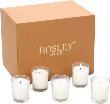 48-Pack Clear Glass Votive Candles – 10–12 Hour Long Burn, Unscented, Ivory, Bulk Set for Weddings, Events & Table Centerpieces – Hosley