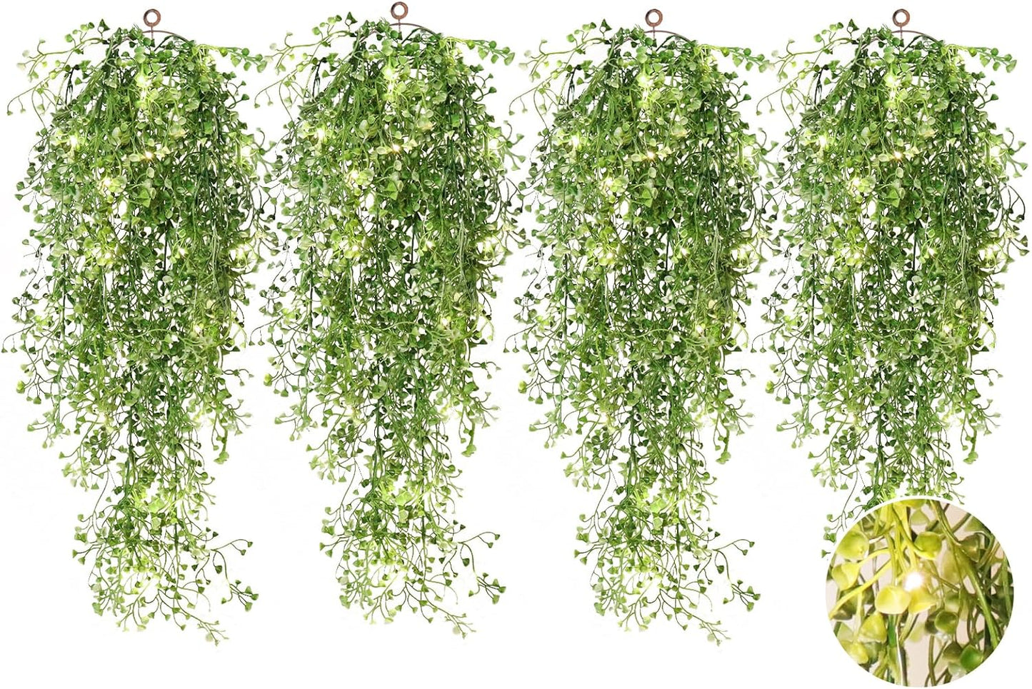 RECUTMS Fake Hanging Plants Artificial Ferns for Outdoor Hanging Faux Plants Vine Ivy Faux Fern Hanging Vines Wall Plants for Home Garden Party Wedding Decor (White 4P)