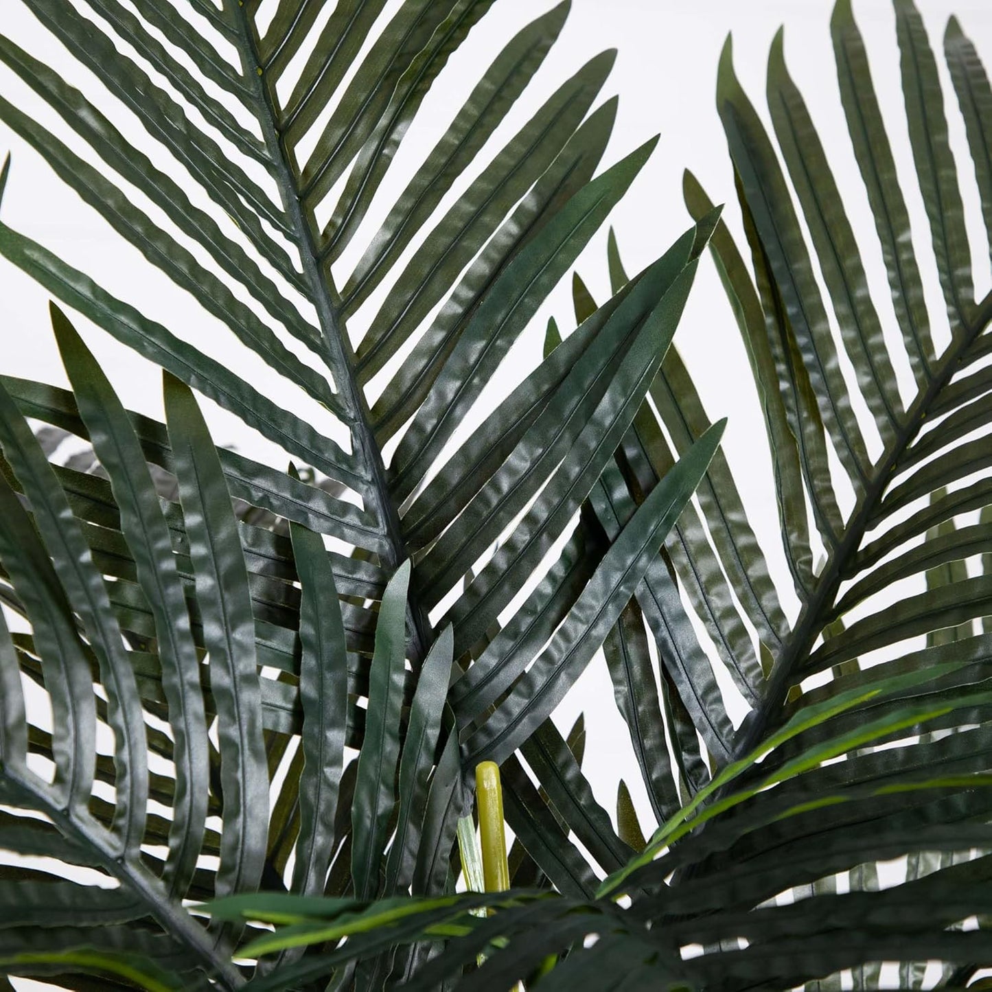 Nearly Natural 6.5ft Artificial Golden Cane Palm Tree, Lifelike Silk Indoor Palm With Three Textured Trunks Flexible Fronds Nursery Planter, Low Maintenance