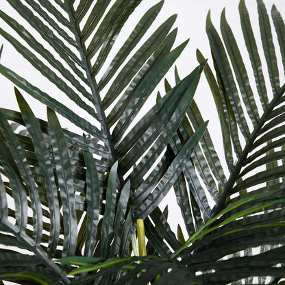 Nearly Natural 6.5ft Artificial Golden Cane Palm Tree, Lifelike Silk Indoor Palm With Three Textured Trunks Flexible Fronds Nursery Planter, Low Maintenance