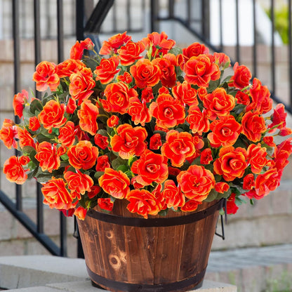 Ivydale Artificial Fake Flowers Plants for Outdoor Outside Spring Decor, Faux Silk Yellow Camellia UV Resistant Look Real for Planter Pot Porch Patio Balcony Garden Yard, 3 Large Bundles