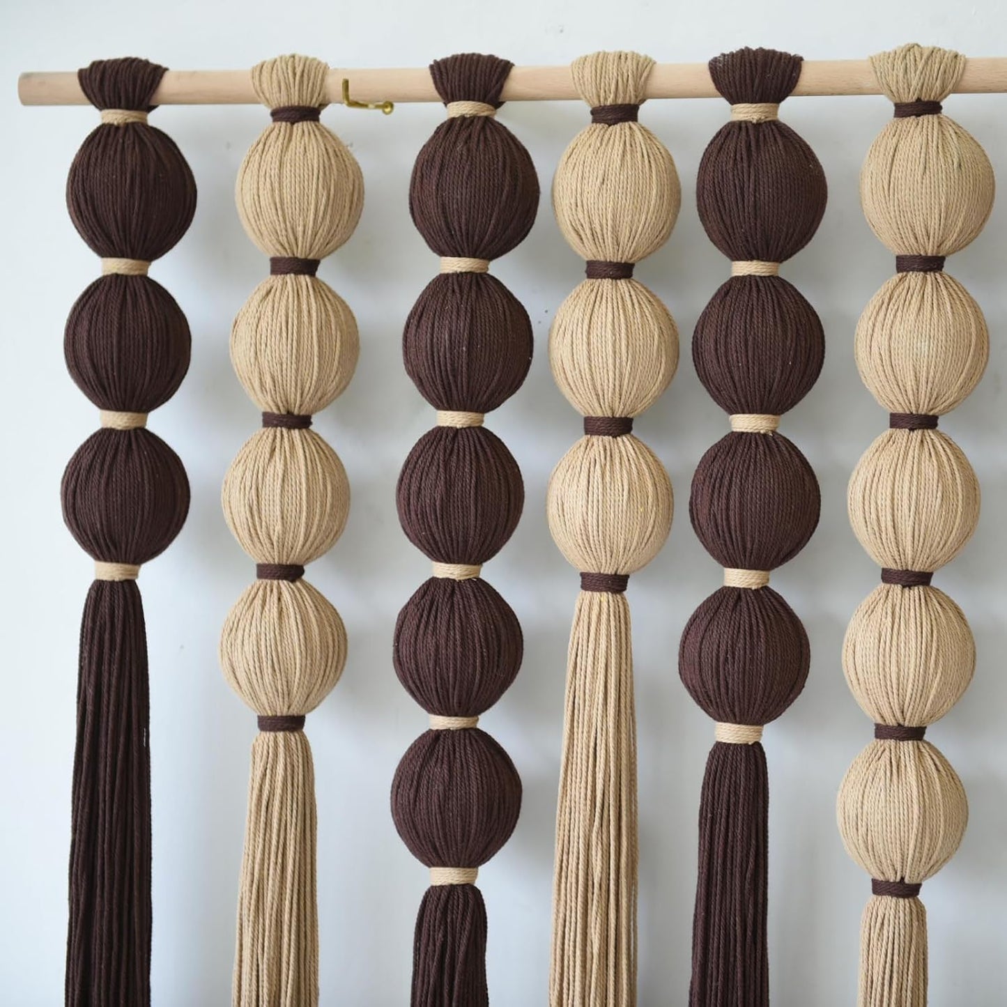 IOWER Macrame Wall Hanging 27" W x 31" L Boho Wall Decor Sphericity Cotton Textile Wall Hanging Art Fiber Yarn Art Handmade Detachable Assembly