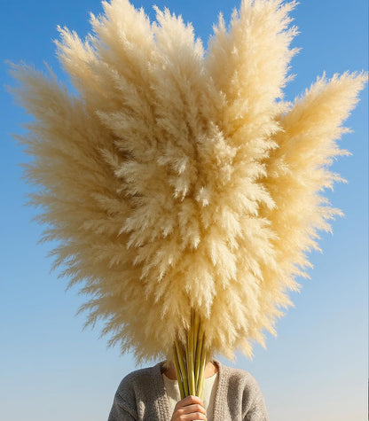 65PCS Pampas Grass Decor, Including pompas Floral, Reed Dried Grass and Bunny Tails Dried Flowers, Natural Dried Pampas Grass Bouquet for Boho Decor Wedding, Home Decoration