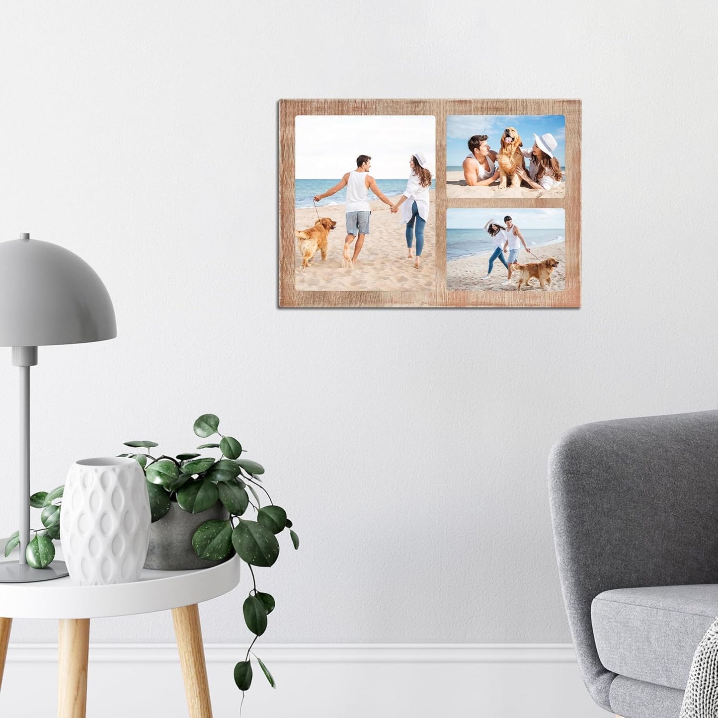 YESKAY 4x6 Picture Frame Collage for Wall Decor, Multiple Photo Collage Frames with Tempered Glass, 7-Opening for 4 x 6 Picture Frames, Rustic Brown, 1 Pack