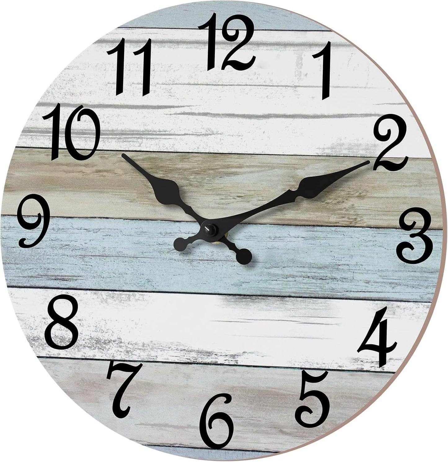 CHYLIN Wall Clock, Silent Non Ticking Battery Operated, Rustic Coastal Country Clock Decorative for Bathroom Kitchen Bedroom 8