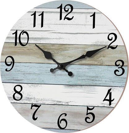 CHYLIN Wall Clock, Silent Non Ticking Battery Operated, Rustic Coastal Country Clock Decorative for Bathroom Kitchen Bedroom 8