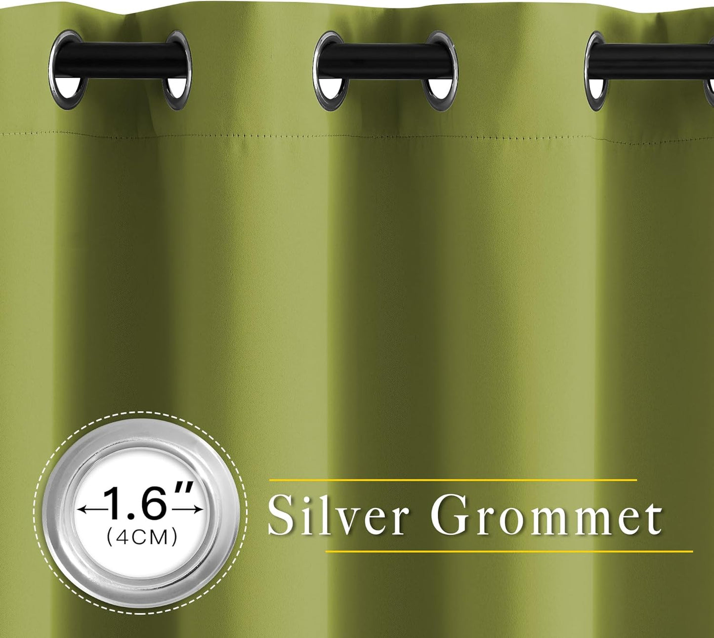 NICETOWN Halloween Pitch Black Solid Thermal Insulated Grommet Blackout Curtains/Drapes for Bedroom Window (2 Panels, 42 inches Wide by 63 inches Long, Black) - Colors B