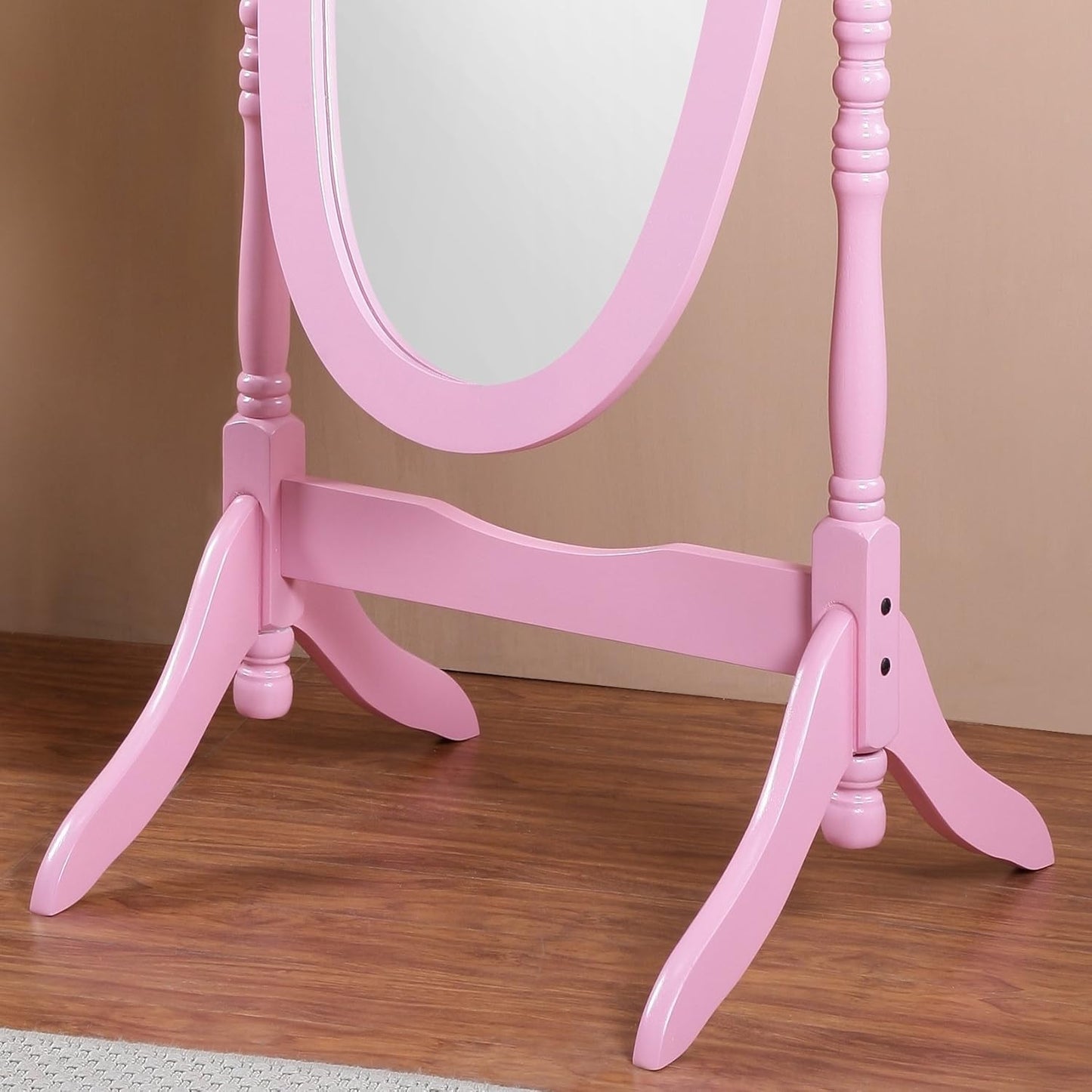 Roundhill Furniture Traditional Queen Anna Style Wood Floor Cheval Mirror, Cherry Finish