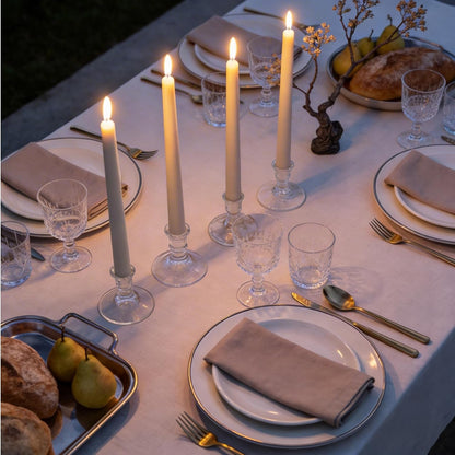 Viyffo Taper Candles, 10 Inch, 4 Pack, Olive Glow – Unscented, Dripless & Smokeless Design, Up to 8 Hour Burn – Long Tall Taper Candlesticks for Wedding, Dinner & Home Decor