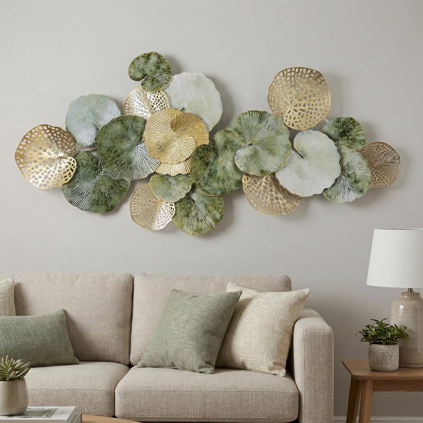 Lucky Monet Large Wall Decor for Living Room, Modern Metal Wall Art, 3D Textured Geometric Wall Sculpture 59"x24" Wall Hanging Decoration for Dinning Room Bedroom Entryway