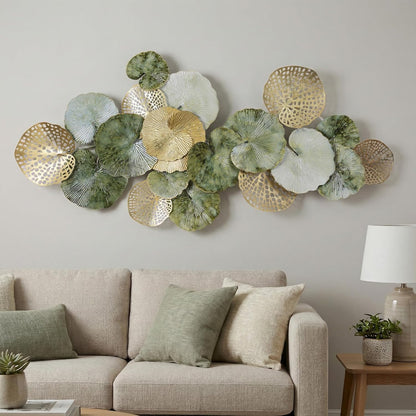 Lucky Monet Large Wall Decor for Living Room, Modern Metal Wall Art, 3D Textured Geometric Wall Sculpture 59"x24" Wall Hanging Decoration for Dinning Room Bedroom Entryway