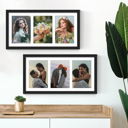 DUENPY 14x26 Collage Picture Frame 4x6 Collage Picture Frame Displays Twelve 4x6 inch Photos Available Horizontal Wall Mounting Display and Vertical Black - Colors B