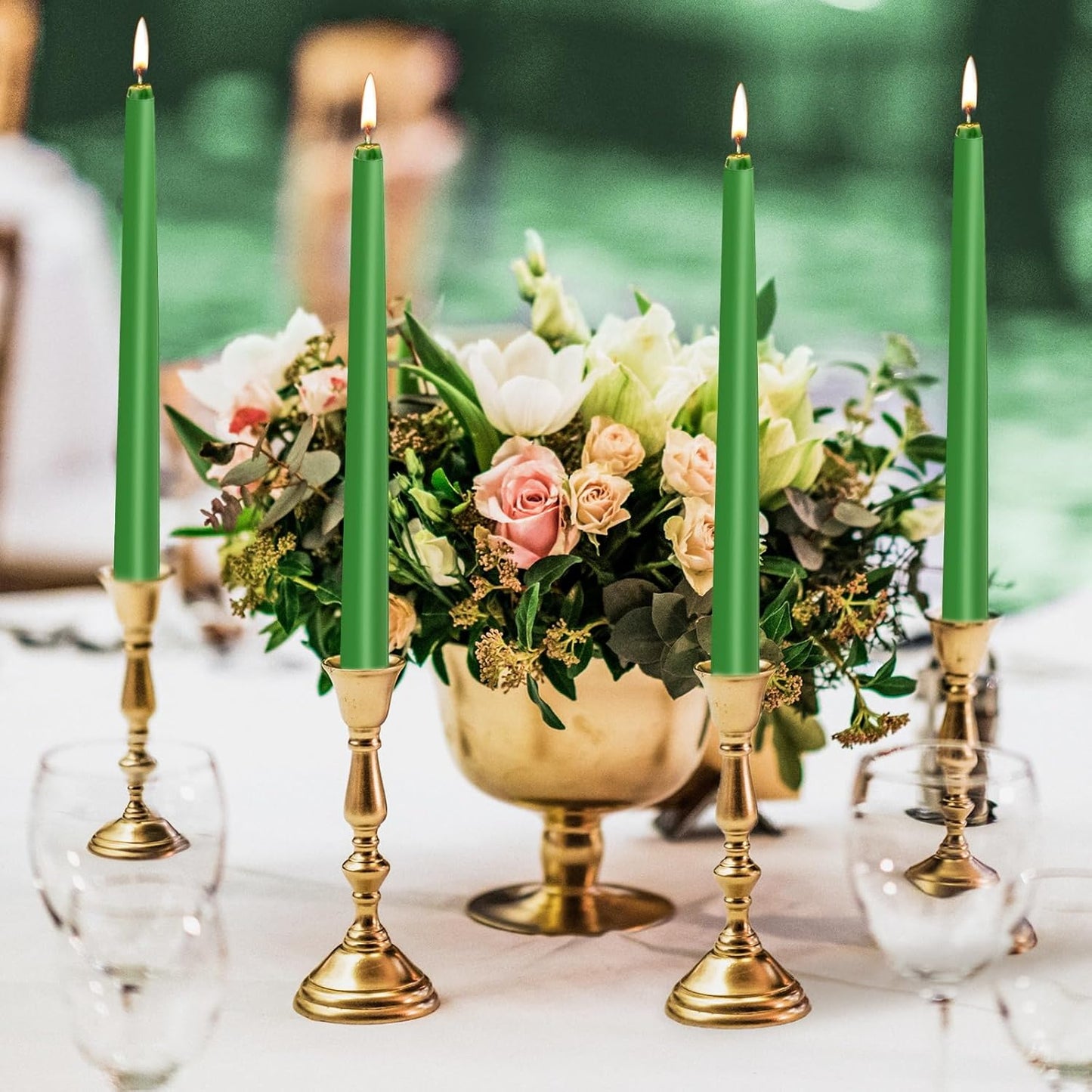 KONNI 0.87×10 Inch Ivory Taper Candles, Unscented and Smokeless Tall Candlesticks, 10 Pack Tapered Candles with Cotton Wicks, Long Burning, Ideal for Weddings, Dinner Parties, and Home Décor