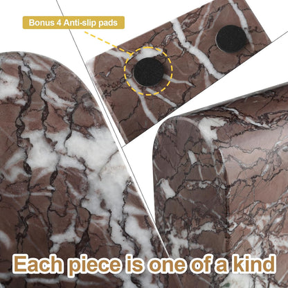 Koville African Natural Marble Bookends for Shelves, Non-Slip Book Ends, 13LBS Ultra Heavy Duty Marble Book Holder Organizer, Apartment Decor for Movies/CD/Video Games(Namib Fantasy)