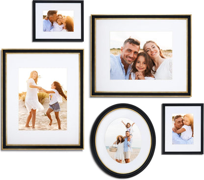 Camden Reed Mixed Gallery Wall Frame Set, (2) 16x20 Inch, (1) 11x14 Inch, and (2) 8x10 Inch, 9 Piece, Brass