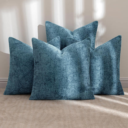 MIULEE Pack of 4 Couch Throw Pillow Covers 18x18 Inch Neutral Soft Decorative Chenille Pillow Covers Farmhouse Boho Cushion Covers for Mid Century Modern Spring Home Decor Sofa Bedroom Living Room