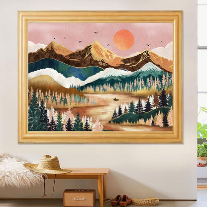 Zussun Black and White Tapestry Starry Night Mountain Tapestries for Bedroom Aesthetic Moon and Stars Tapastry's Wall Hanging Dark Nature Forest Wall Tapestry for Living Room Dorm (48'' × 36'')