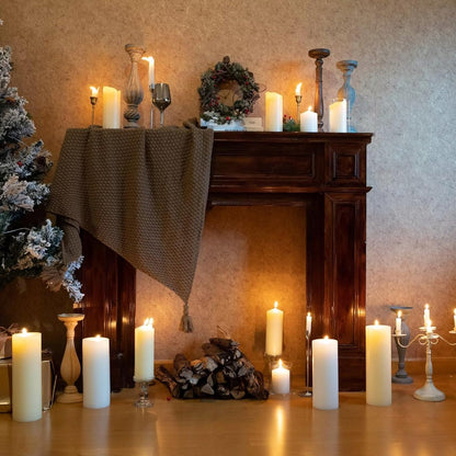 MOZEAL 3" x 4" Hand-Poured Unscented Candle,Dripless Pillar Candle Set of 3,Long Clean Burning,Approx 72 Hours Burn Time,Rustic Country Style,Wedding,Dinner,Christmas and Home Decor,White