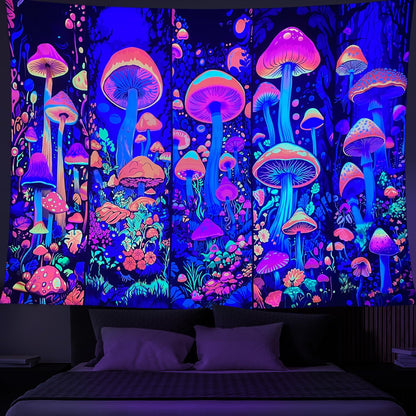 ARTCREATOR Black Light Art Halloween Wall Decor Trippy Blacklight Horror Face Tapestry, UV Reactive Tapestries Glow in The Dark Party Tapestry for Bedroom, Living Room (29" x 37")