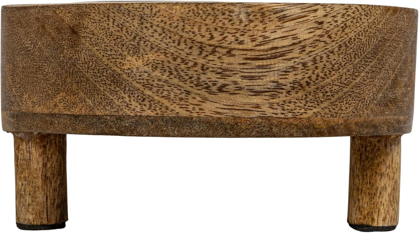 Creative Co-Op Mango Wood Footed Tray for Storage and Serving, Natural