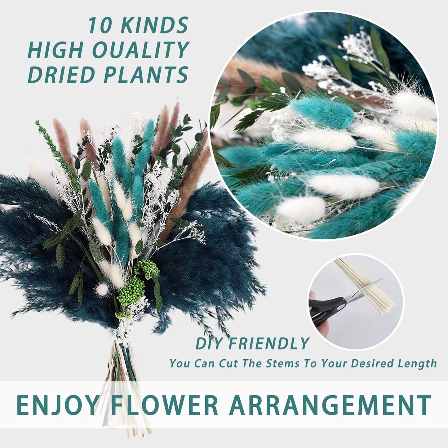 Natural Dried Flower Bouquet - 17" Boho Style Mixed Pampas Grass Ideal for Home Decor, Wedding Decor, Bridal Bouquets, Floral Arrangement, Event Centerpieces, Table Decor