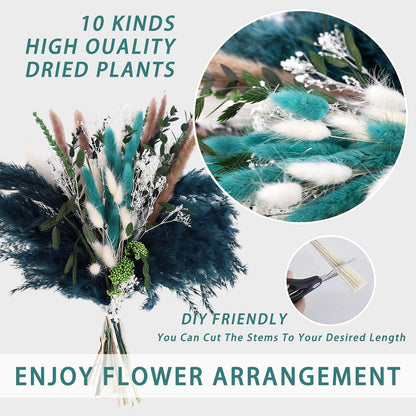 Natural Dried Flower Bouquet - 17" Boho Style Mixed Pampas Grass Ideal for Home Decor, Wedding Decor, Bridal Bouquets, Floral Arrangement, Event Centerpieces, Table Decor