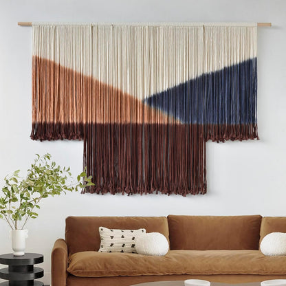 Jakalin Macrame Wall Hanging Dip Dyed Fiber Macrame Wall Decor Boho Cord Living Room Wall Art 57" Wx43 L