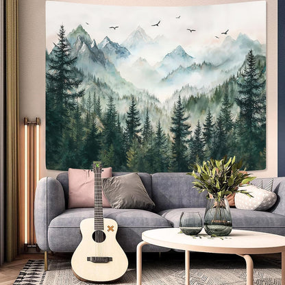 Zussun Black and White Tapestry Starry Night Mountain Tapestries for Bedroom Aesthetic Moon and Stars Tapastry's Wall Hanging Dark Nature Forest Wall Tapestry for Living Room Dorm (48'' × 36'')
