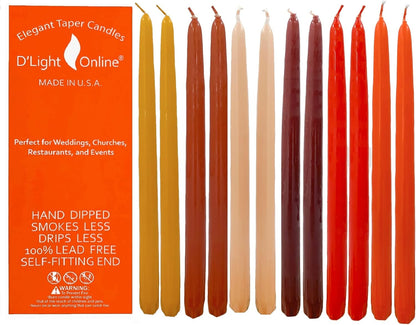 D'light Online White Taper Candles, 10 Inch Premium Quality Candles Hand-Dipped Tapered Candles, Dripless, Smokeless and Unwrapped Bulk Pack for Events - Set of 12 (10 Inch, White)
