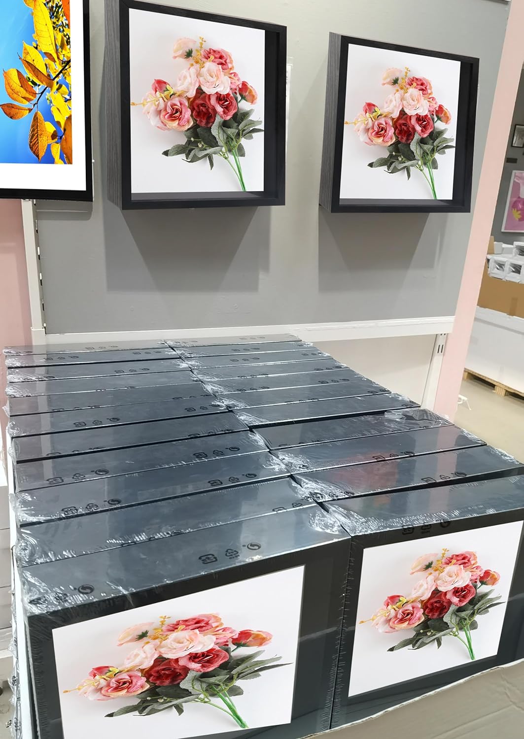 Aynoo Wood Floating Picture Frame 7x9, Table Top 8x10 7x9 6x8 Floating Frame Black Metal Modern Style Frame (PHSD),1Pack