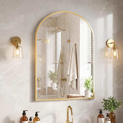 NEWBULIG 20IN Round Bathroom Wall Mirror, Modern Vanity Mirrors for Over Sink, HD Glass Decorative for Entryway, Bedroom & Living Room, Gold
