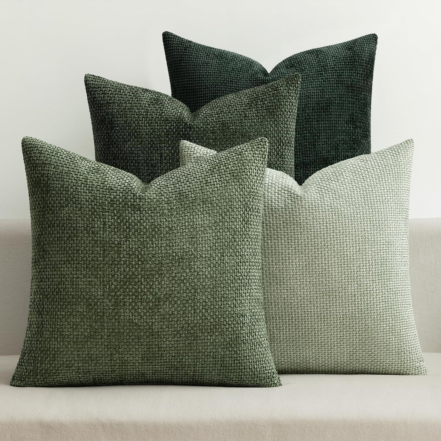 MIULEE Pack of 4 Couch Throw Pillow Covers 18x18 Inch Neutral Soft Decorative Chenille Pillow Covers Farmhouse Boho Cushion Covers for Mid Century Modern Spring Home Decor Sofa Bedroom Living Room