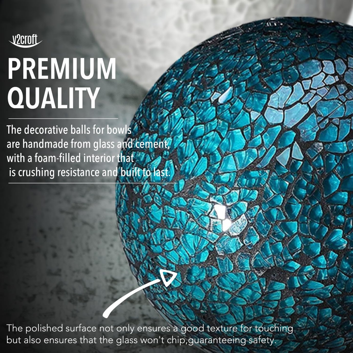 4in Decorative Mosaic Sphere Orbs Set of 3, Glass Balls for Whole Housewares,Wedding/Birthday,Bowls,Vases Dining Table Centerpieces(Silver,Black,Blue)