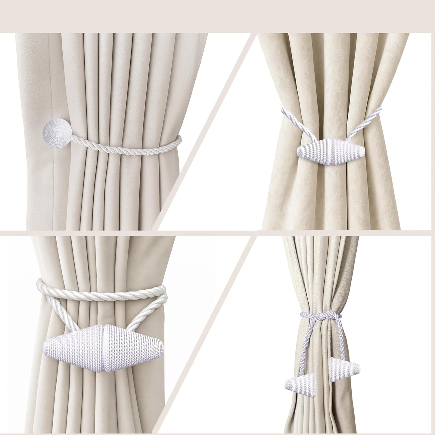Hion Magnetic Curtain Tiebacks Black 2pcs, Curtain Tiebacks Buckles Holdbacks Holders Hooks Clip for Home Outdoor Bedroom Office Decorative Curtain