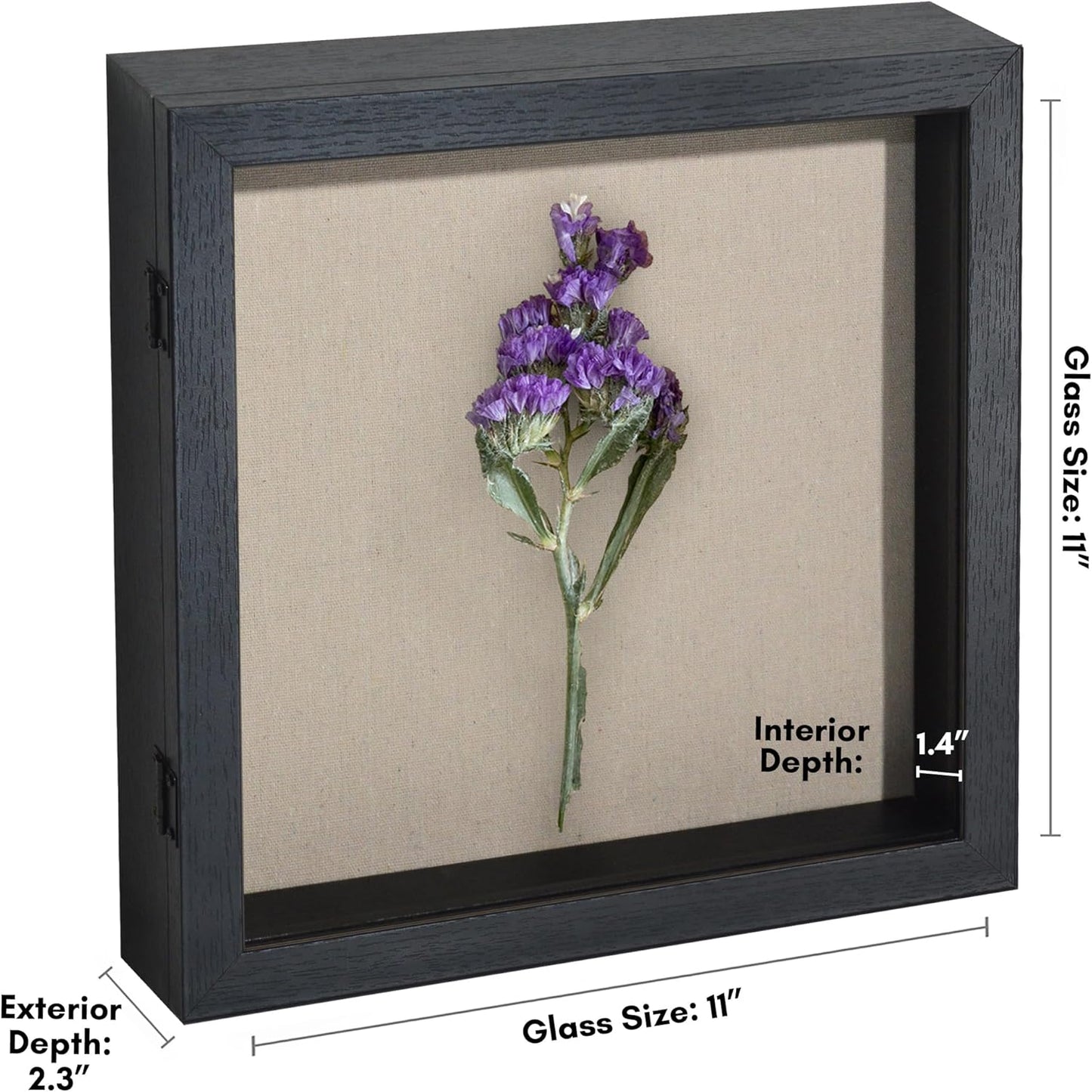 Americanflat Front Opening 11x14 Shadow Box Frame with Shatter-Resistant Glass - Silhouette Collection - Shadow Box Display Case for Tabletop and Wall Display - Black