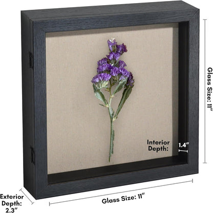 Americanflat Front Opening 11x14 Shadow Box Frame with Shatter-Resistant Glass - Silhouette Collection - Shadow Box Display Case for Tabletop and Wall Display - Black