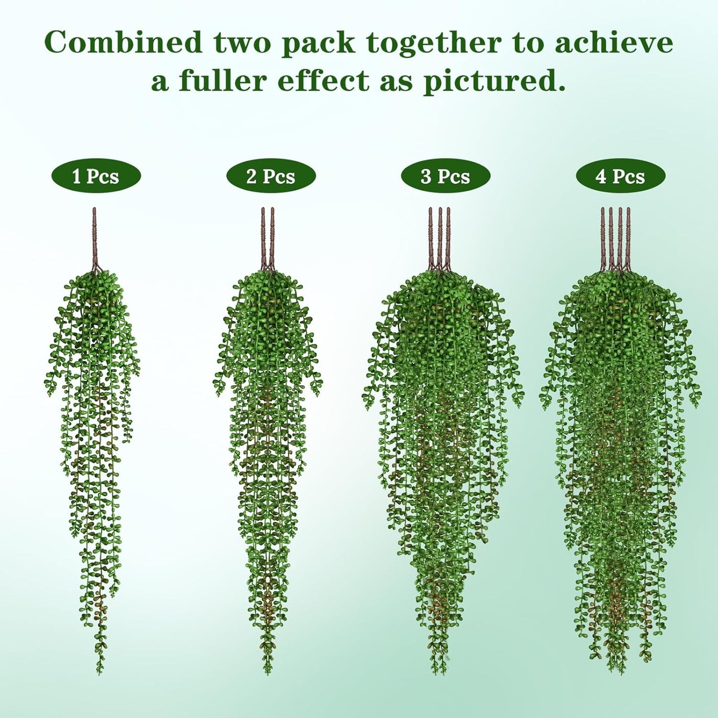 Waipfaru 4Pcs Fake Hanging Plants 2.7ft Fake Plants Eucalyptus Leaves UV Resistant Fake Vines Ivy Artificial Plants Outdoor Faux Plants Indoor Bedroom Living Room Boho Wall Porch Shelf Decor